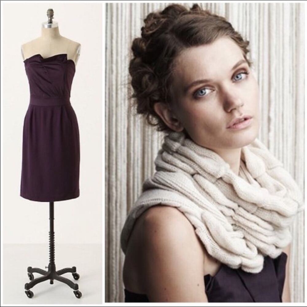 Anthro Deletta Fukuoka Folds Purple Cocktail Dress